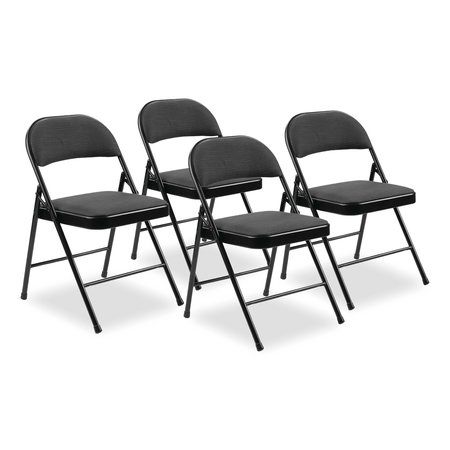 BASICS BY NPS Series Fabric Padded Steel Folding Chair, Supports 250 lb, 17.75in. Seat Ht, Star Trail Black, 4PK 970